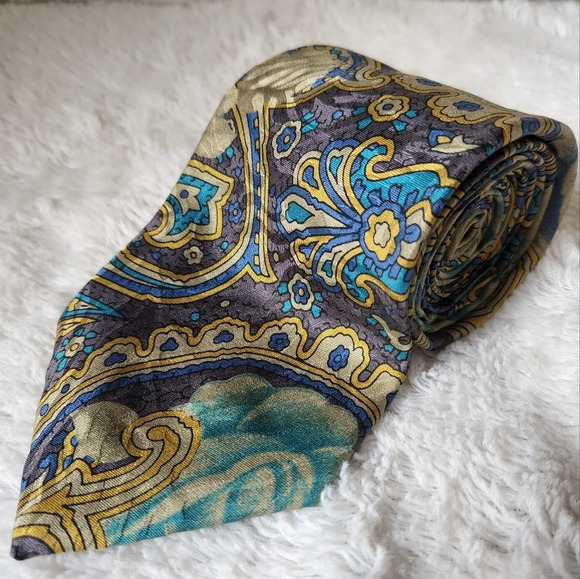 Guy Laroche Other - Vintage Guy Laroche Blue & Gold Floral Tie
